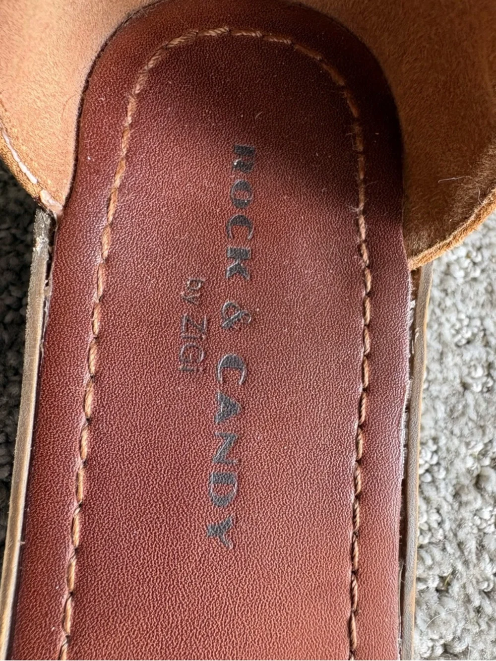 Rock & Candy Brown Ankle-Strap Beaded Block Heel Sandals - Picture 6 of 7